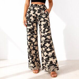 Anthropologie Black and Cream Wide Leg Pants